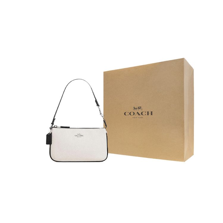 Coach Nolita 19 Solid Color Brand Logo Hardware Buckle Card Slot Leather Underarm Handbag Shoulder Bag Small Women Handbag White CP490-SVDMH