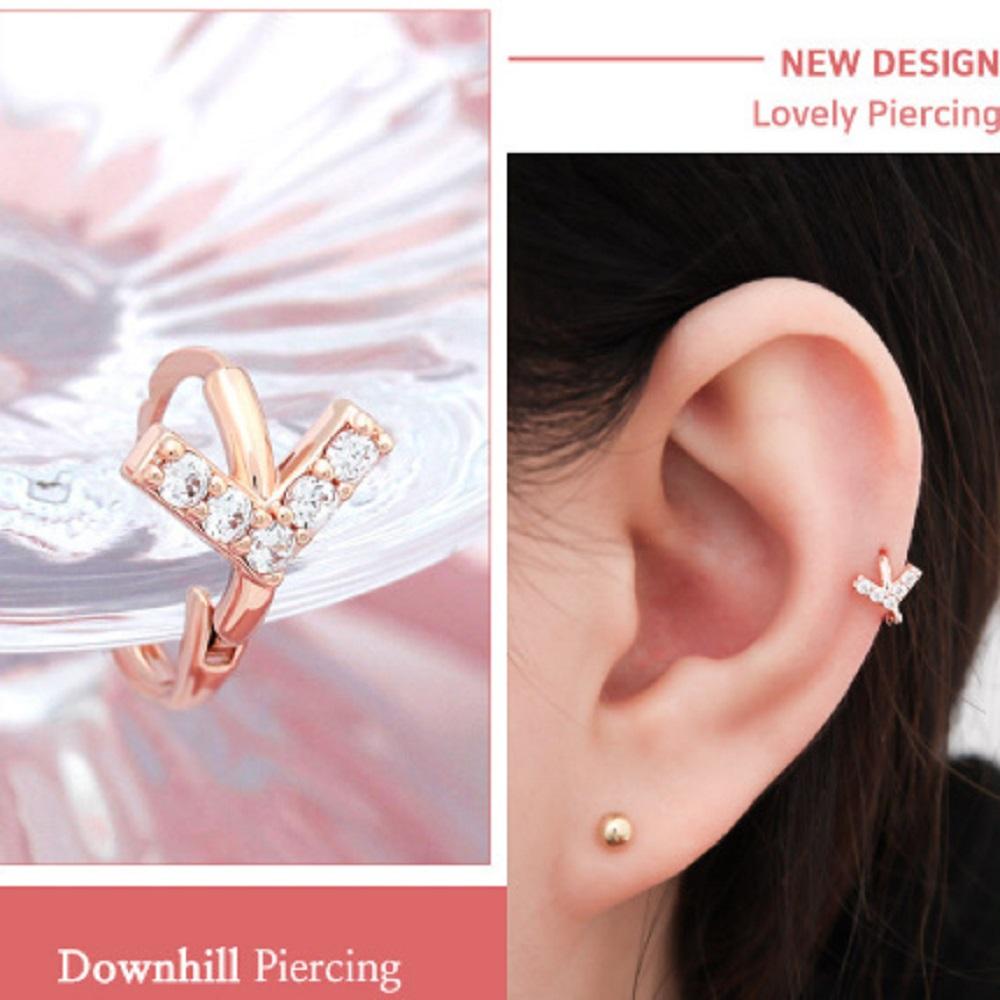 Piercing Gold Needle Arrow Rose Gold Unique 14K Single Side Only
