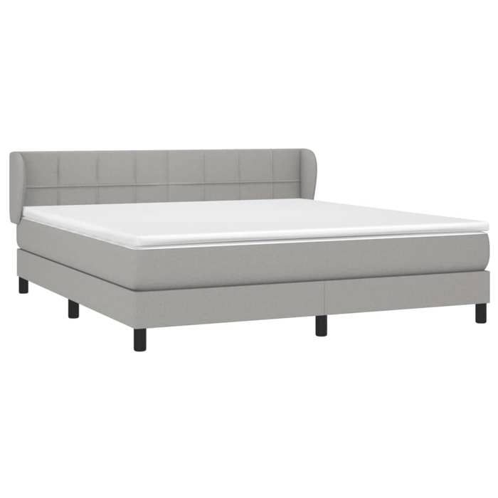 3126253 vidaXL Lit à sommier tapissier avec matelas Gris clair 160x200cm Tissu