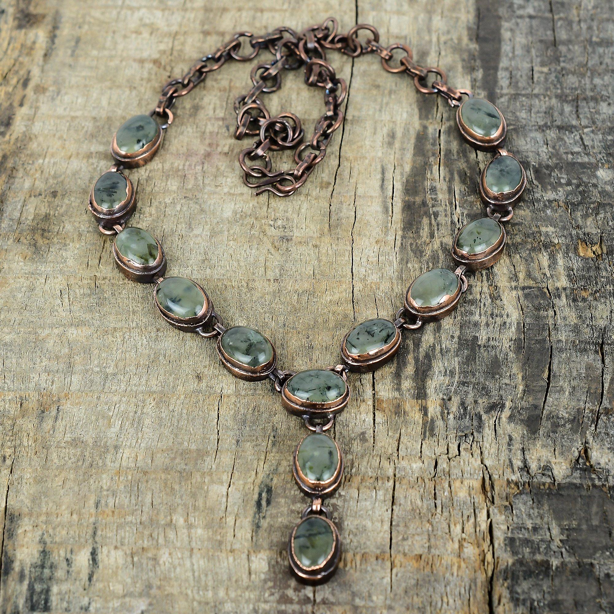 

Moss prehnite gemstone necklace electroformed copper necklace handmade jewelry adjustable chain necklace electroformed jewelry gifts for her Adjustable