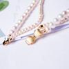 Double stacked pendant, natural freshwater pearl necklace, new Chinese temperament 11k gold injection frosted bow.