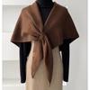 Fashion Solid Color Knitted Shawl Soft Neck Wrap Sweater Shawl Cape Thickened Winter Warm Wool Blended Shawl