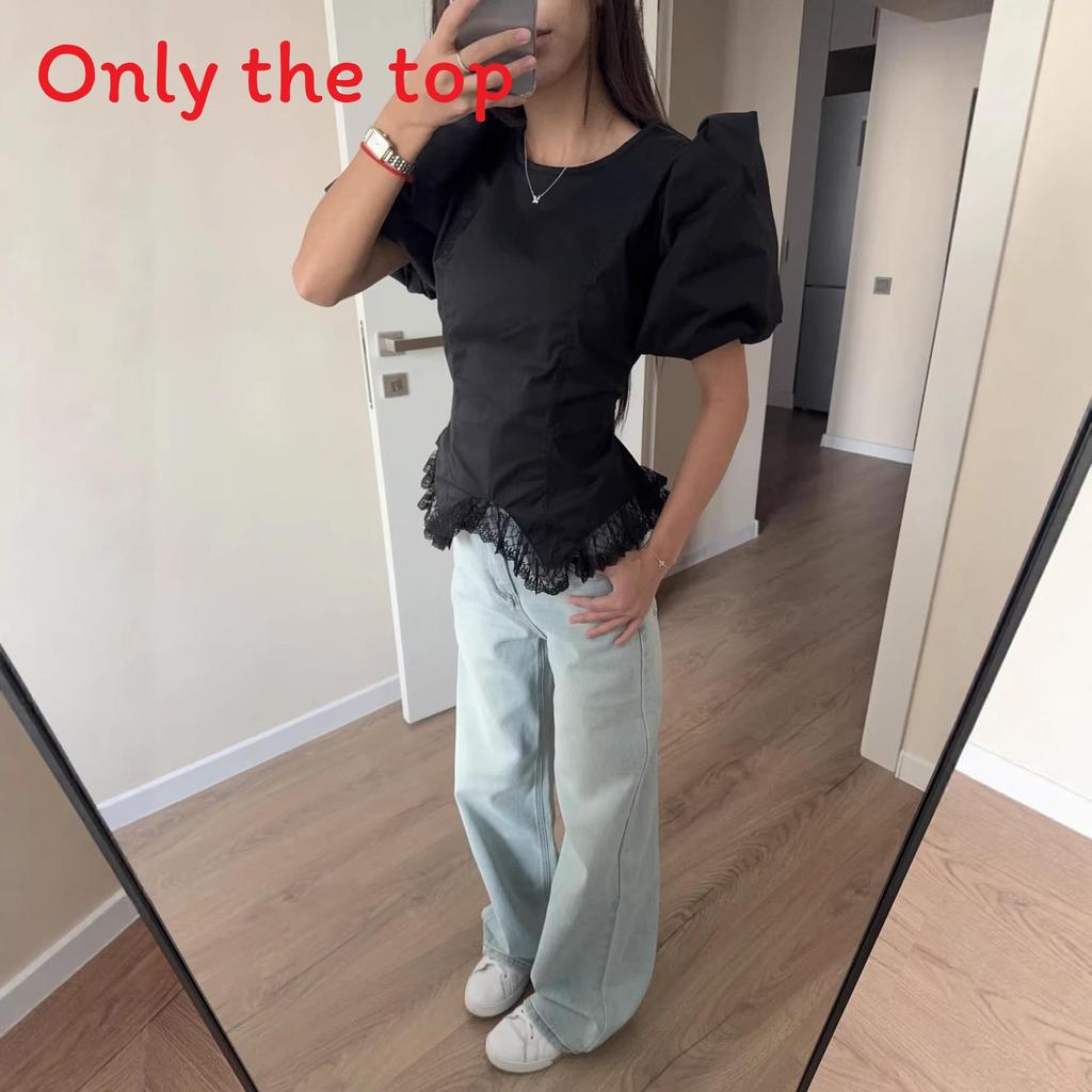 Casual Puff Sleeve Top For Women With Polyester Fabric For Daily Wear