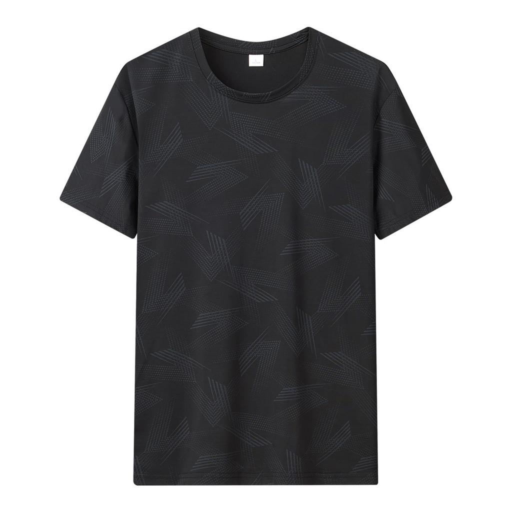 Men's Ice Silk T-shirt, Men's Summer Loose High Elasticity Sports Short Sleeved T-shirt