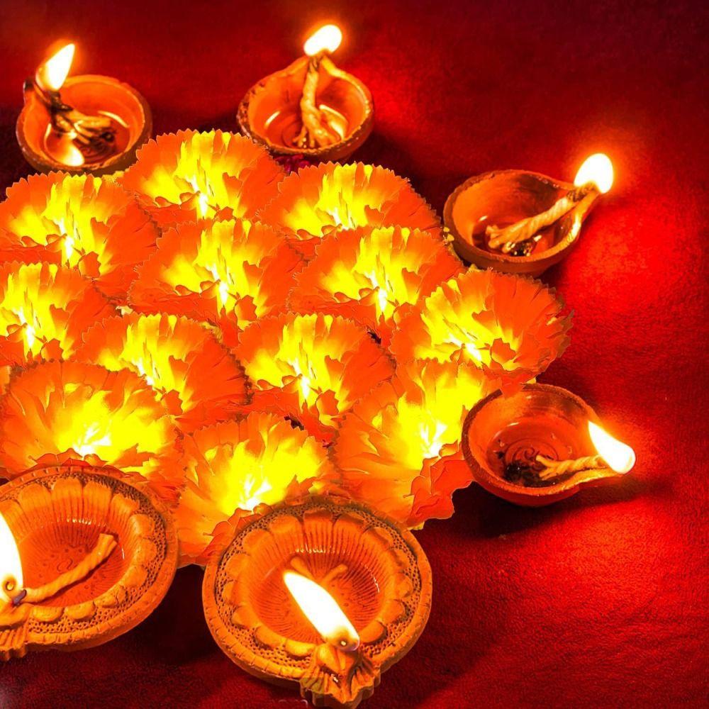 Battery Powered/Solar Powered Marigold Garland Lights Orange Warm Light Fairy Lights Festival Atmosphere for 10LED/30LED
