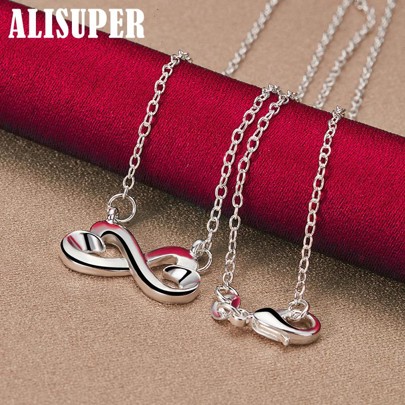925 Sterling Silver Double Heart Pendant Necklace 18 Inch Jewelry
