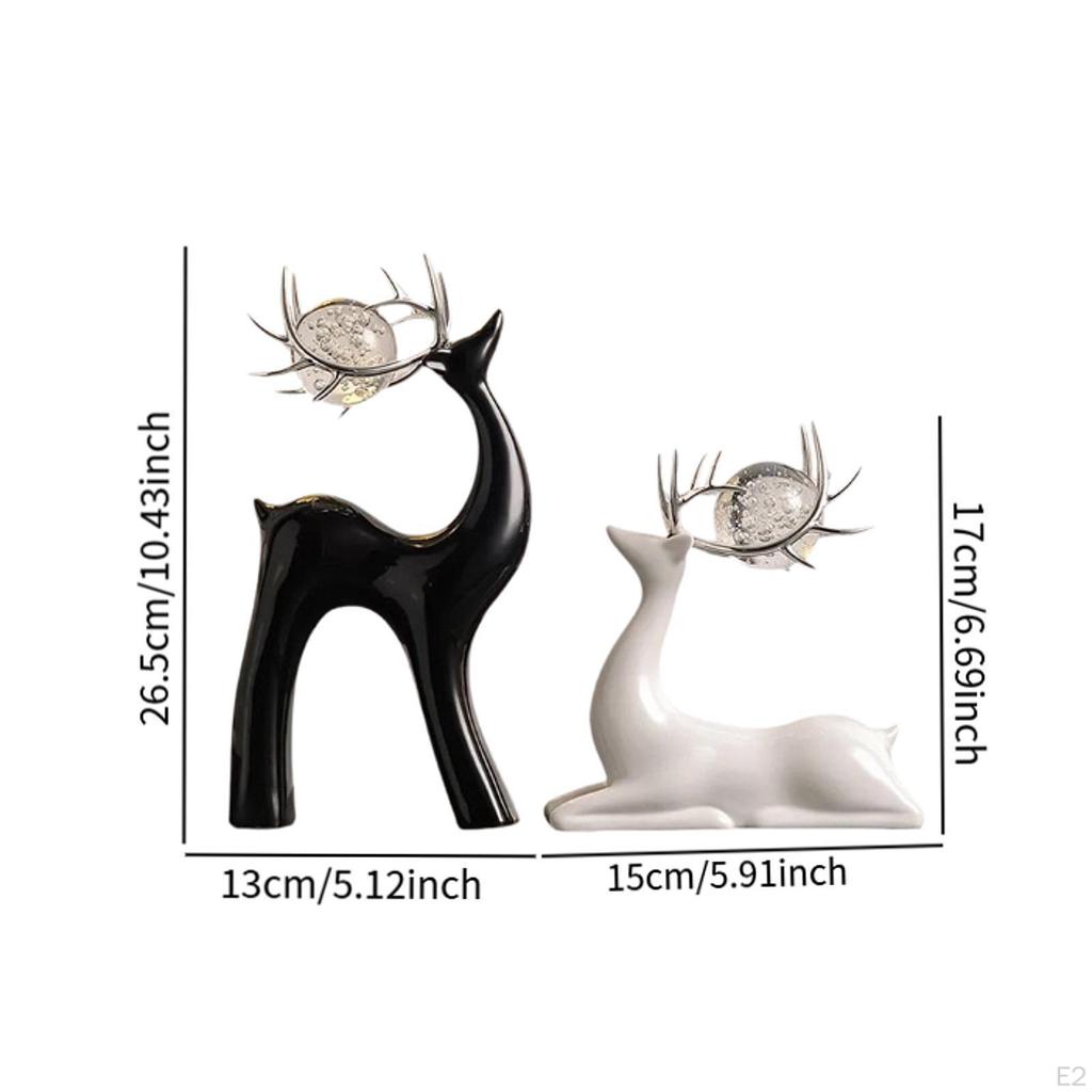 2x Statuette di Cervo Decorazione Lussuosa per le Feste Moderna per Arredo Casa Statuetta Renna Armadio Ufficio