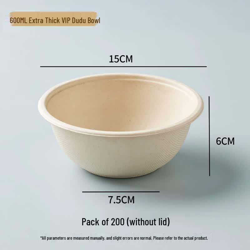 Meilinbula 600ml Degradable Extra Thick Disposable Paper Bowls