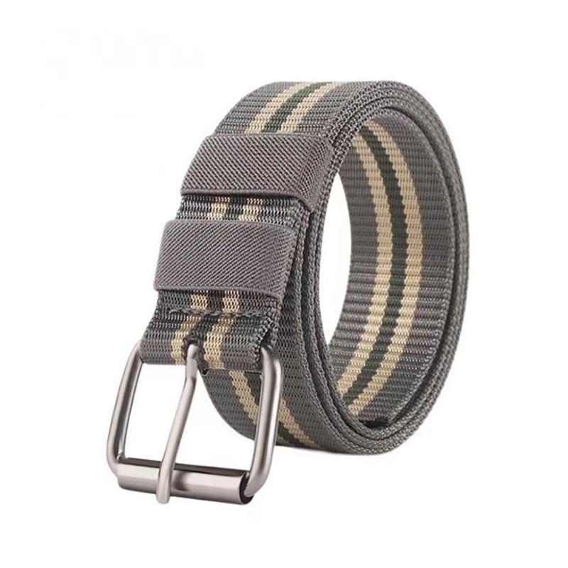 

Men Canvas Military Tactical Belt Man Alloy Pin Buckle Stripe Jeans Belts Men Drill Hole Belts 120cm темно-сірий колір
