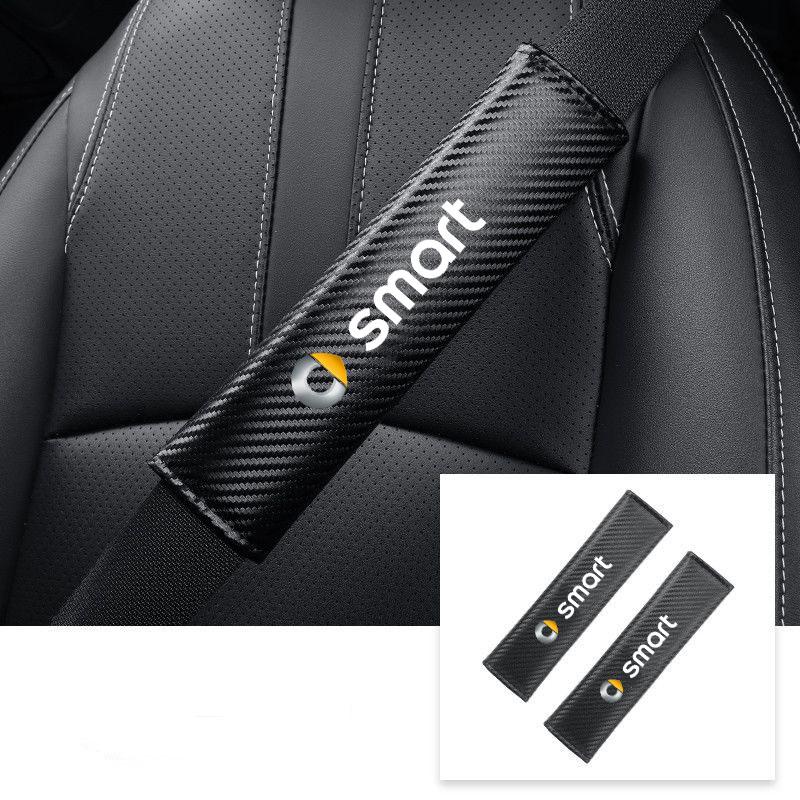 

2 шт., чехол для ремня безопасности с узором из углеродного волокна, наплечная накладка для ремня безопасности для SMART 451 453 Fortwo Forfour автомобиля чёрный