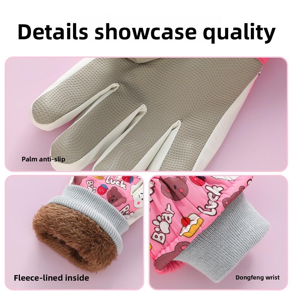 Plush Cycling Mittens Cute Bear Winter Gloves New Ski Gloves  for Outdoor Cycling Skiing