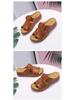 2022 Women's Retro Thick-Soled Sandals - European and American Style, Solid Color, Sizes 43-44