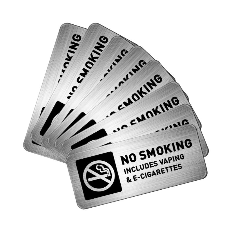4/8Pcs Metal No Smokes Signs Weather Resistant Stick No Vaping Marker For Door Wall Commercial Household Application