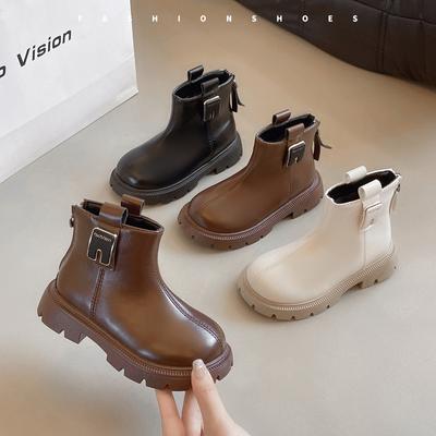 Children's Martin Boots Autumn/Winter New Collection Children's Short Boots Girls' Black Soft Soled Boots British Style Girls' Boots