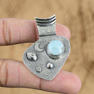 Δώρο Γενεθλίων Για Εκείνη Φυσική Πέτρα Λαριμάρ Κρεμαστό 925 Ασήμι