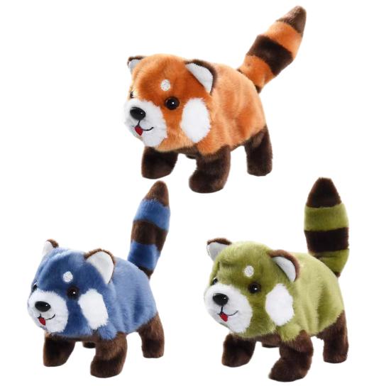 Electric Plush Red Panda Toy Interactive Walking Tail Wagging Raccoon Doll Handmade Toddlers Educational Simulation Stuffed Animal Toy