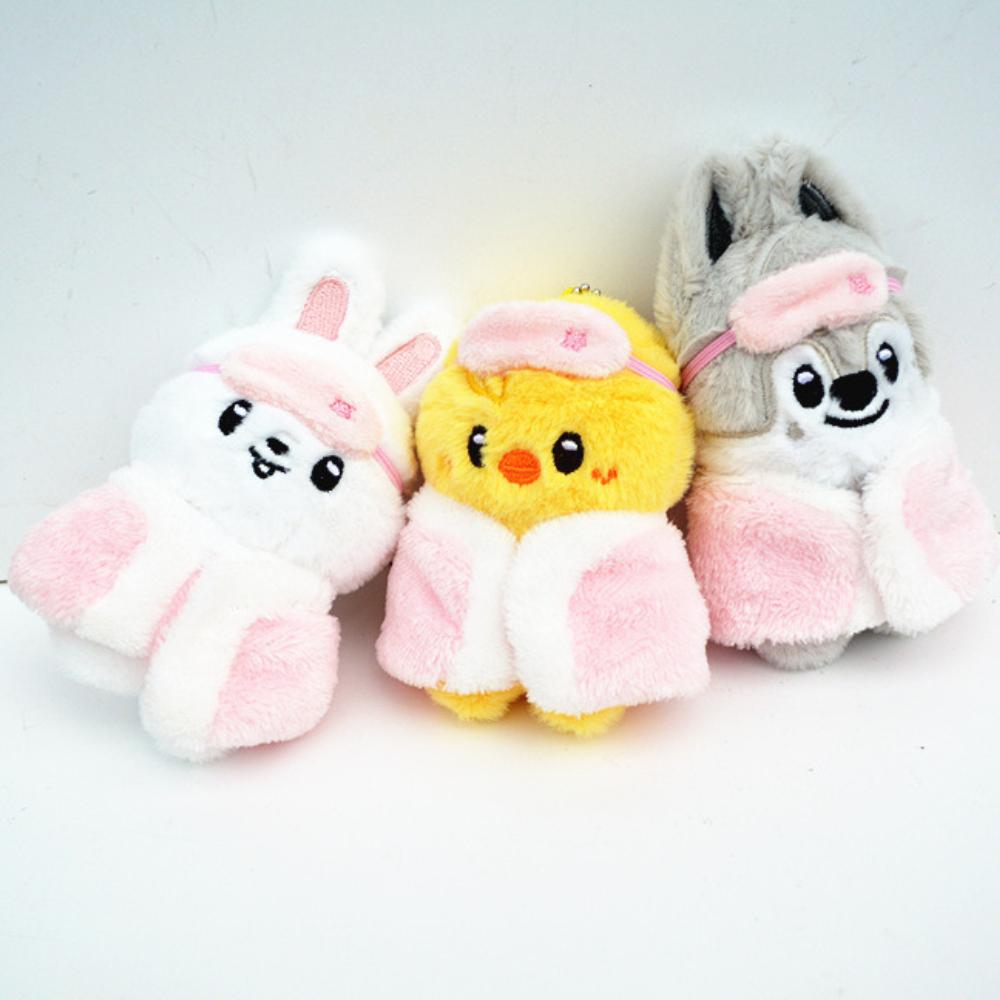 *Skzoo Stray Kids Keychain Plush Toy Pajamas Eye Mask Keychain Decorative Animal Pink Series Mini Companion Doll Diy Products