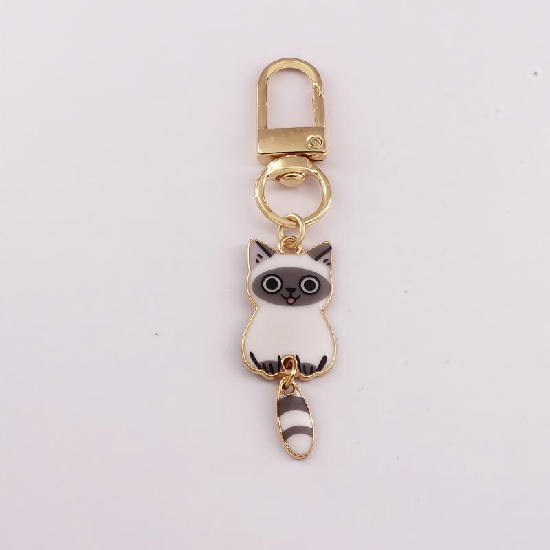 Originalität Metall Katze Farbdruck Schlüsselanhänger Persönlichkeit Rucksack Kleiner Anhänger Schlüsselring Anhänger Tier Niedlich Schlüsselanhänger Ring Geschenk