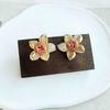 New retro French copper zircon flower stud earrings medieval exquisite high-end stamens niche earrings women