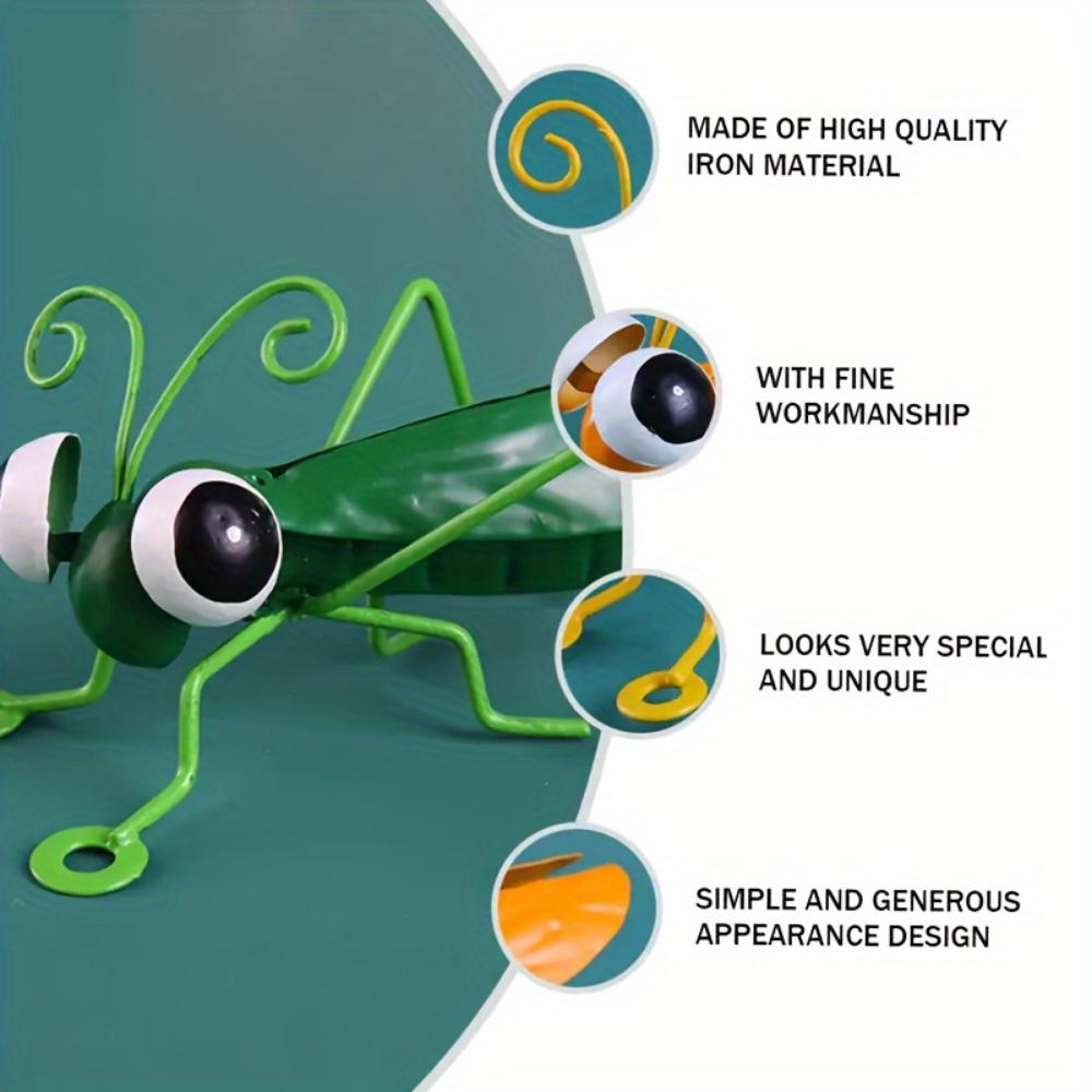 Decoração de jardim de gafanhoto de metal, escultura 3D arte de parede decoração de jardim decoração de cerca de pátio, gramado quarto sala de estar decoração de parede