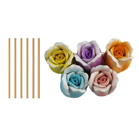 5Pcs Fake Flower Insert Weather-Resistant Resin Artificial Flower Stress-Relief Indoor Outdoor Home Garden Ornament
