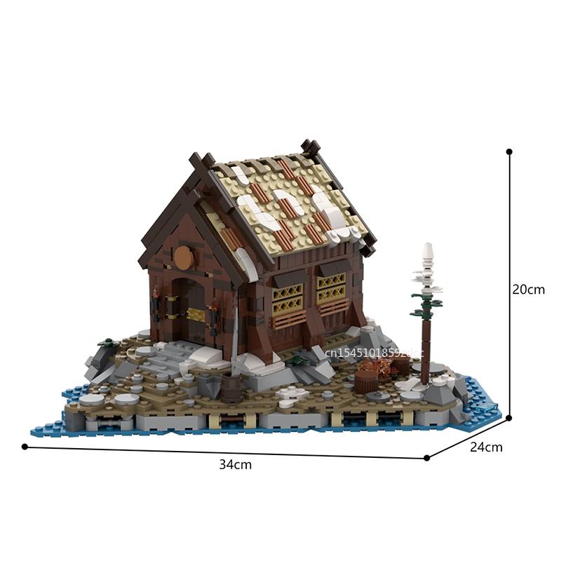MOC Vikinged House Village Farm Ship Model Building Blocks Set Medieval Military Architecture Aldult Ideas Set Bricks Toy Gifts