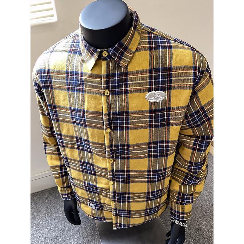 Cotton-thickened Men's Long-sleeved Shirt Cotton Jacket Retro Youth Lapel Clamp Warm Cotton Jacket Plaid