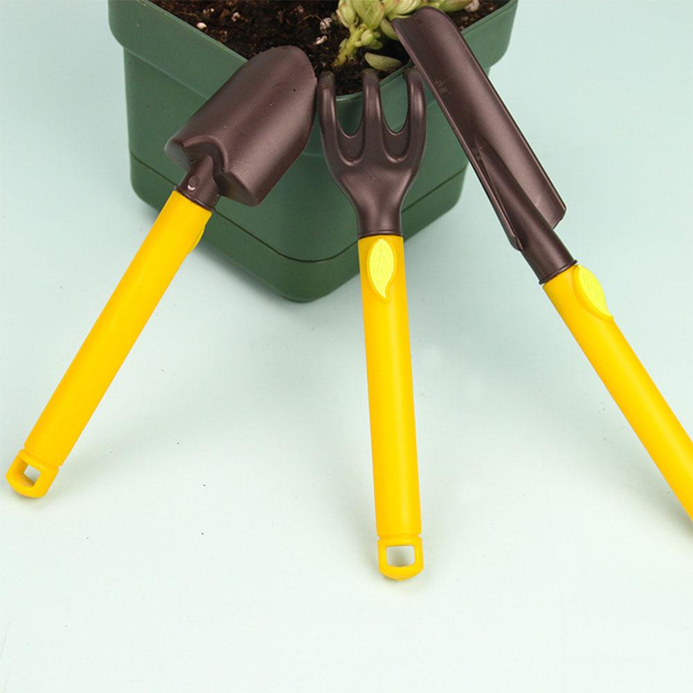 

3PCS Gardening Tool Set Spade Shovel Rake for Home Gardening Kids Safety Toy Yellow handle#1