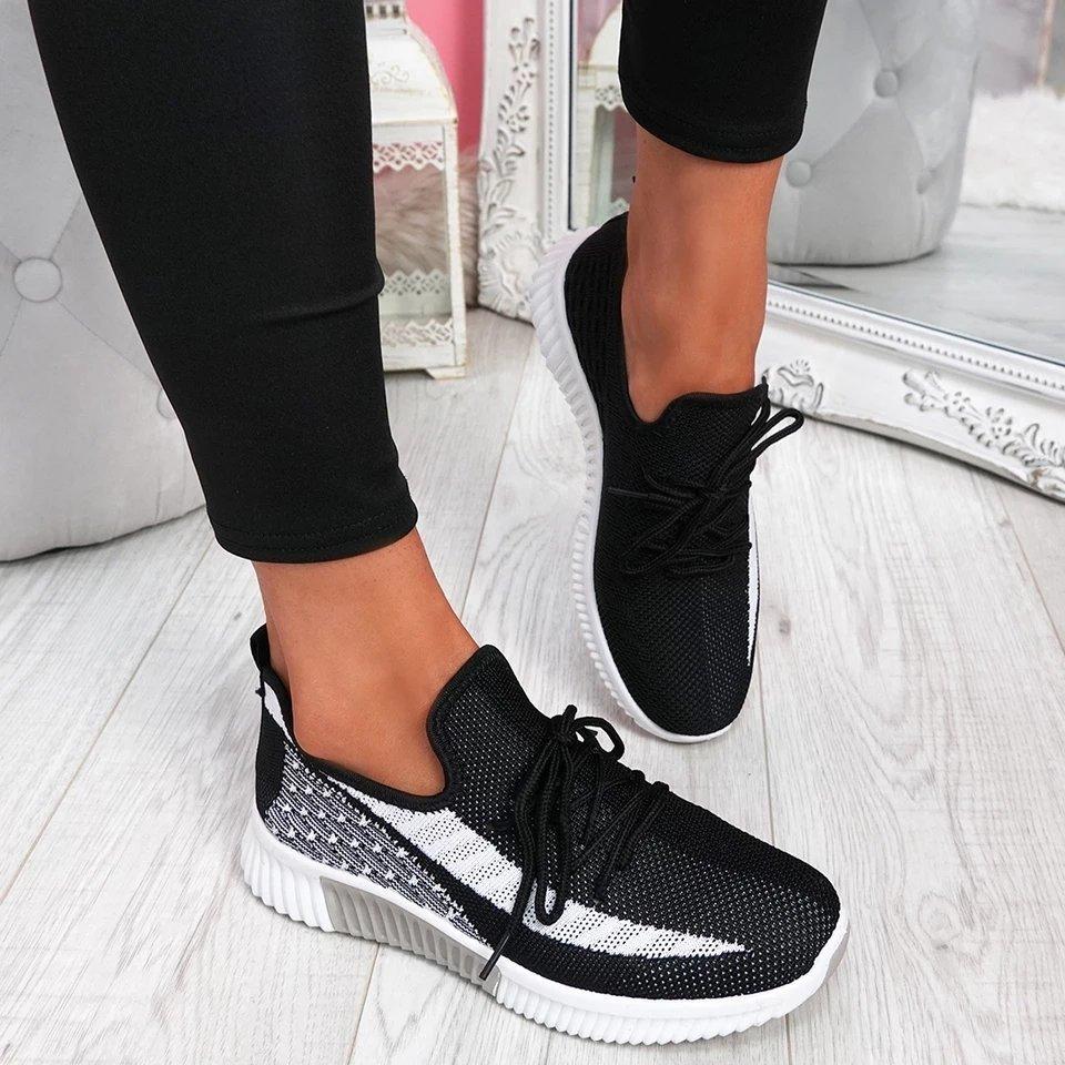 Women Vulcanized Woman Mesh Sneakers Female Lace Up Shoes Women's Round Toe Low Heels Ladies Comfortable Casual Footwear