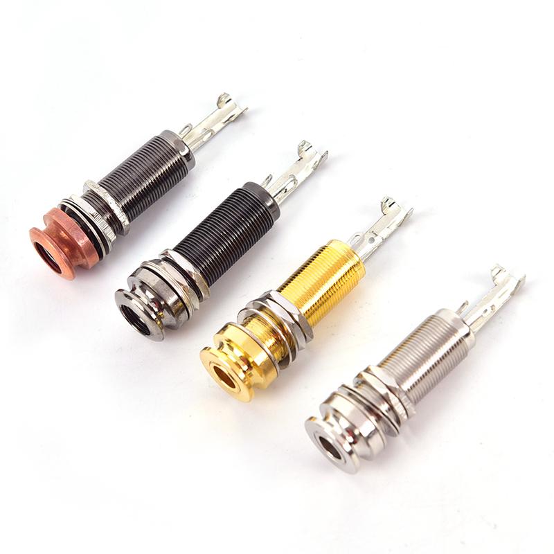 1Pc Brass Electric Guitar Bass Input/Output Mono Long Threaded Jack Socket