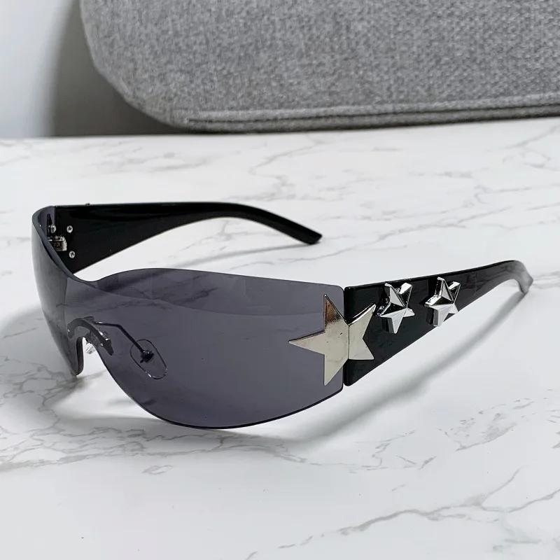 

New Women s Fashion Y2K Sunglasses Star Decorative Large Frame Sun Glasses Outdoor Sports Cycling Eyewear UV400 Gafas De Sol