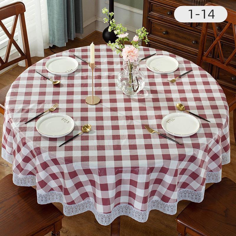 Hot Sale Printed Round Table Cloth PVC Waterproof Oil-proof Tablecloth Home Dining Lace Table Cover for Wedding Party Decor