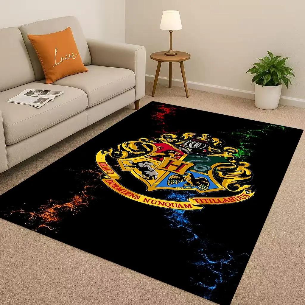 HD H-Hogwarts Sign Cartoon Living Room Non-Slip Area Rug Soft Carpet For Bedroom Playroom And Sofa,Easy Clean Home Decor Doormat