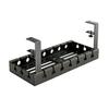 Under-Desk Cable Management Tray in Carbon Steel with Two Edge Clamps and Open Access, Extendable Power Strips Cord Holder for Stored Power