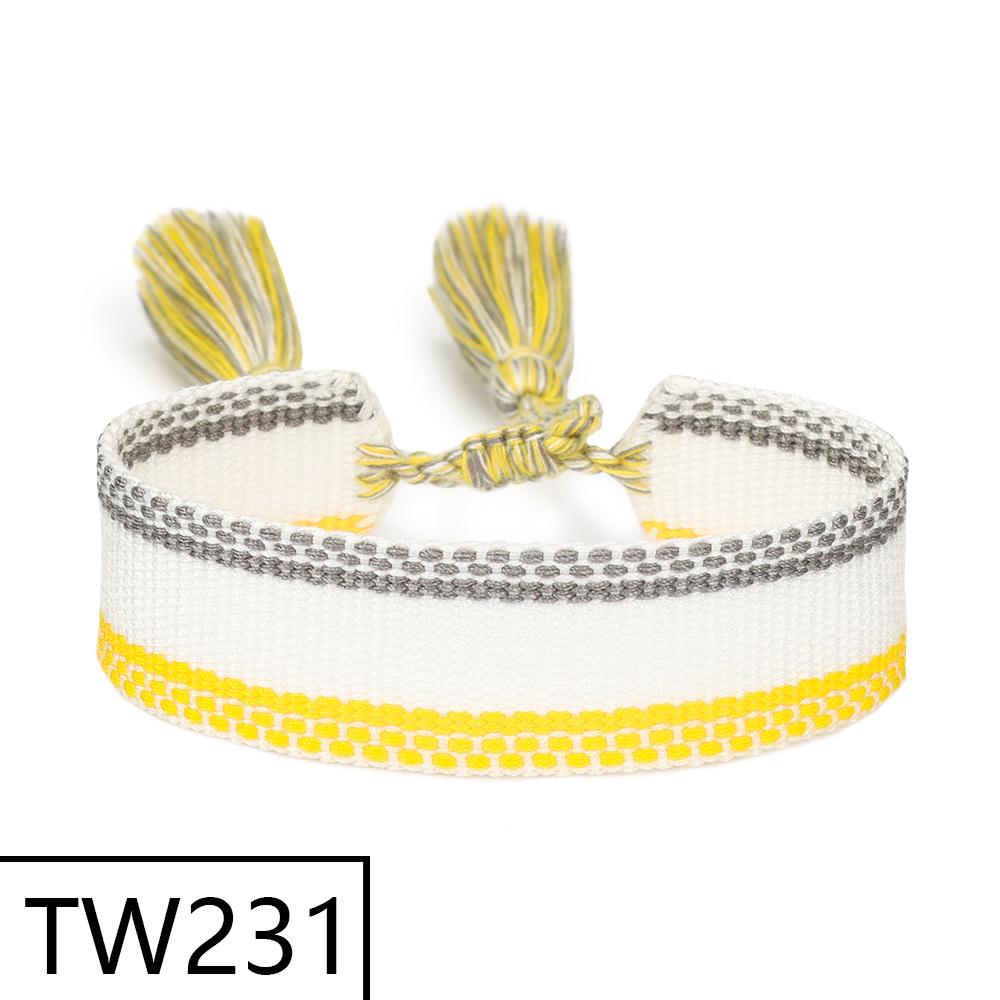 Customizable Handmade Bohemian Tassel Bracelet with Embroidered Logo - European & American Ethnic Friendship Style