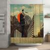 Modern Architecture Shower Curtain Abstract Cityscape Backdrop Minimalist Hotel Home Decor Washable Bathroom Fabric Art