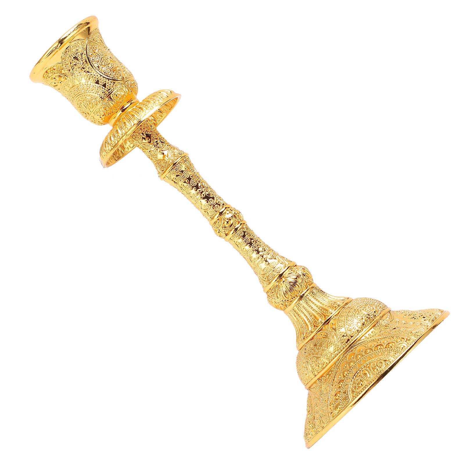 

Подсвечник из золота с одной головкой, ретро-европейская гальваническая полировка, золотая коническая свеча