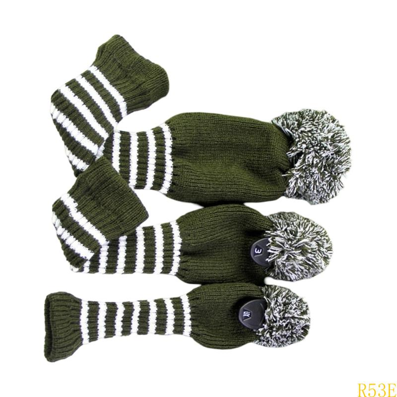 3pcs Golf Club Head Cover Knitted Styles Headcover Leisure Styles Golf Cover for Driver Protection and Longevity