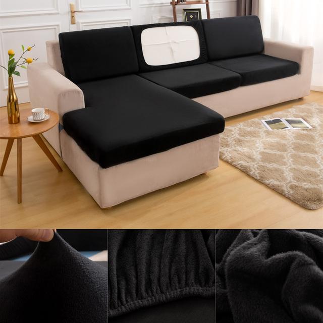 Washable Removable Plush Sofa Seat Cushion Cover Elastic Protector Covers Pets Kids Living Sofa Cushion Case Designed For Furniture Protective Cover