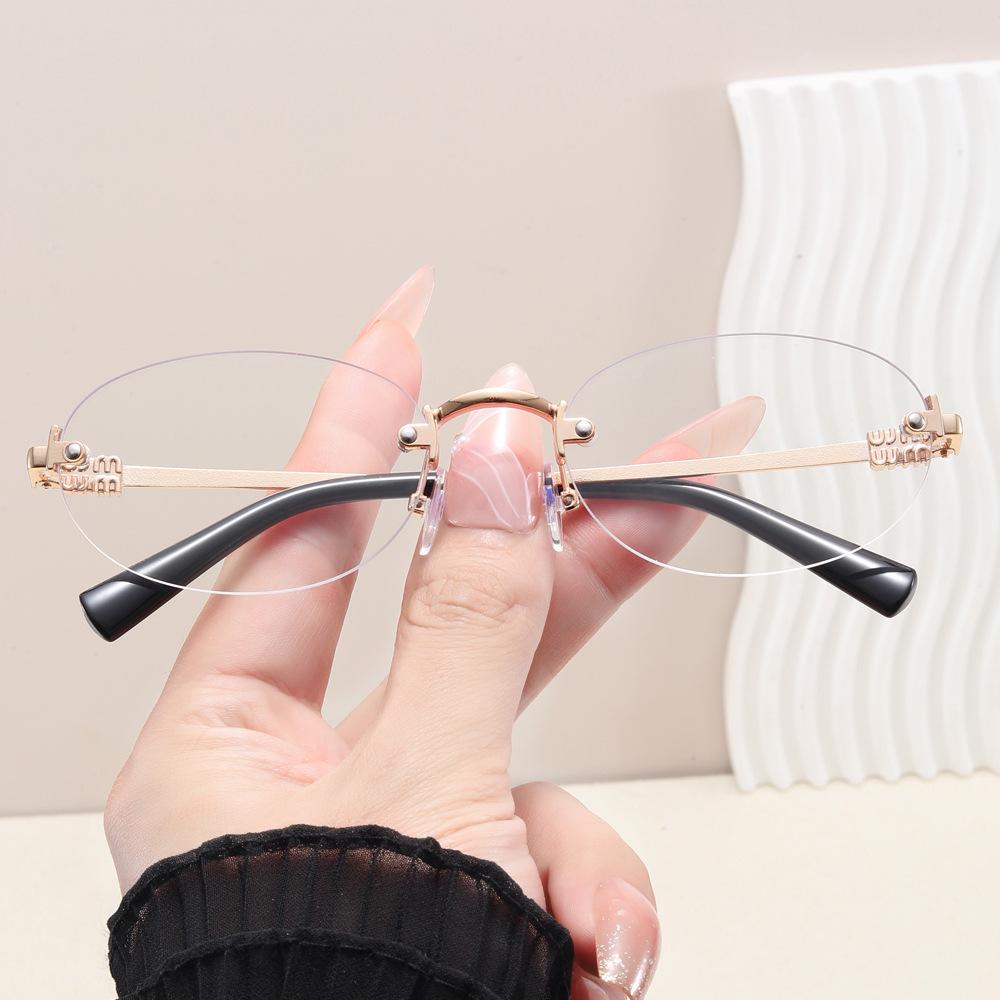 

Oval Shape Women Eyeglasses Fashion Stylish Rimless Men Women Frame Glasses Blue Light Blocking Computer Glass
