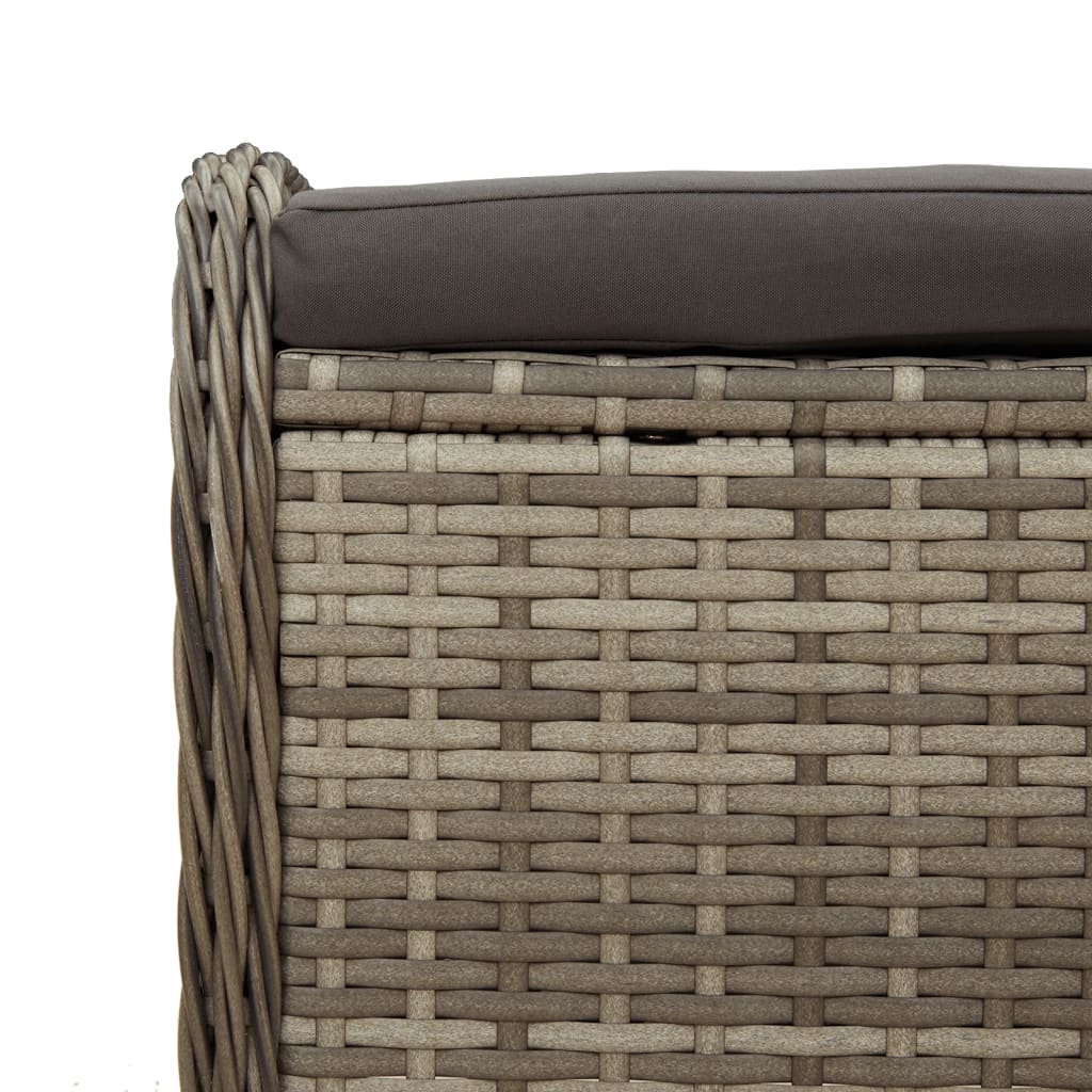 Vidaxl Garden Stool With Cushion, Grey, 58X46X46 Cm, Poly Rattan