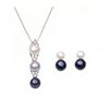 Real Natural Pearl Necklace And Earring Set Woman,Luxury 925 Silver Pearl Jewelry Set Wife Mother Birthday Gift White Black