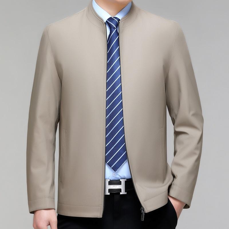 

Весенне-осенняя новая деловая повседневная мужская куртка со стойкой воротником, куртка большого размера для среднего возраста, свободная, для папы, тонкий топ 205