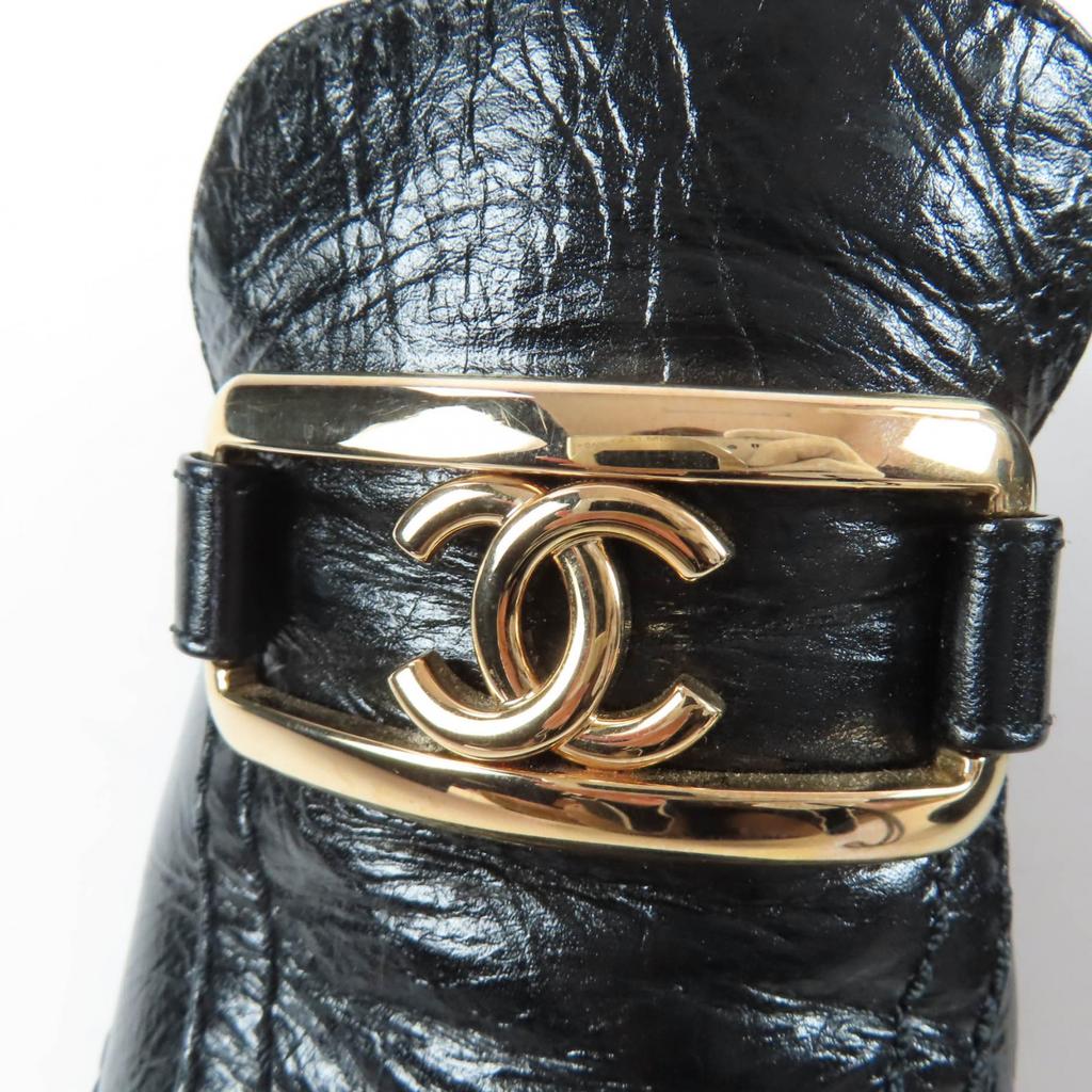 Great CHANEL loafers COCO Mark leather black leather Women 36 22B G39320 Used