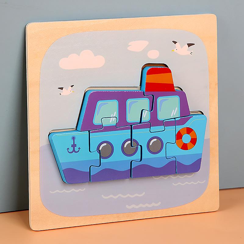 Children's Wooden 3D Animal Puzzle Board for Early Education