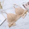 Roupa íntima feminina lingerie sexy renda cor sólida sem fio push up respirável sutiã esportivo para dormir