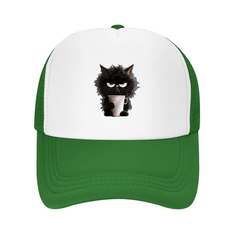 Cup Black Cat Printed Baseball Cap Fashionable and Multifunctional Duckbill Cap Adjustable and Trendy
