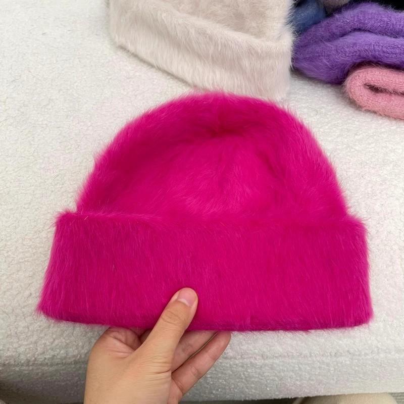 15 Colors Soft Rabbit Fur Beanies Winter Hat for Woman Luxury Fluffy Knited Hat Bonnet Lady Autumn Winter Warm Skullies Cap