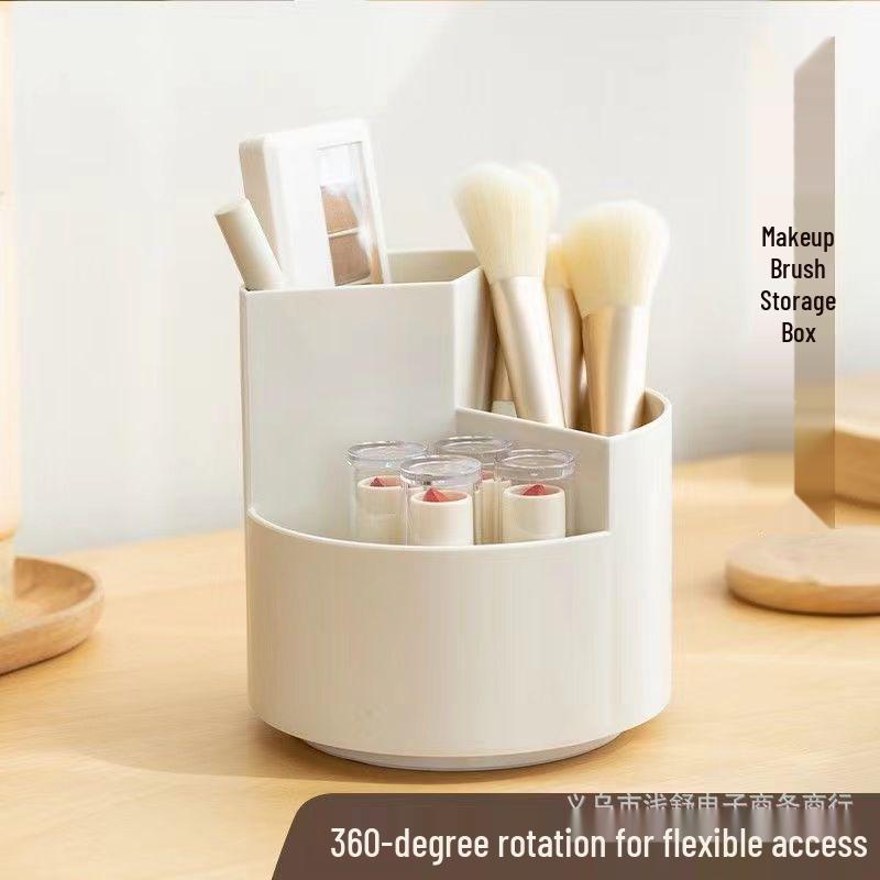 Элегантный вращающийся многофункциональный органайзер для косметики и держатель для ручек 3 compartments, rotatable - White