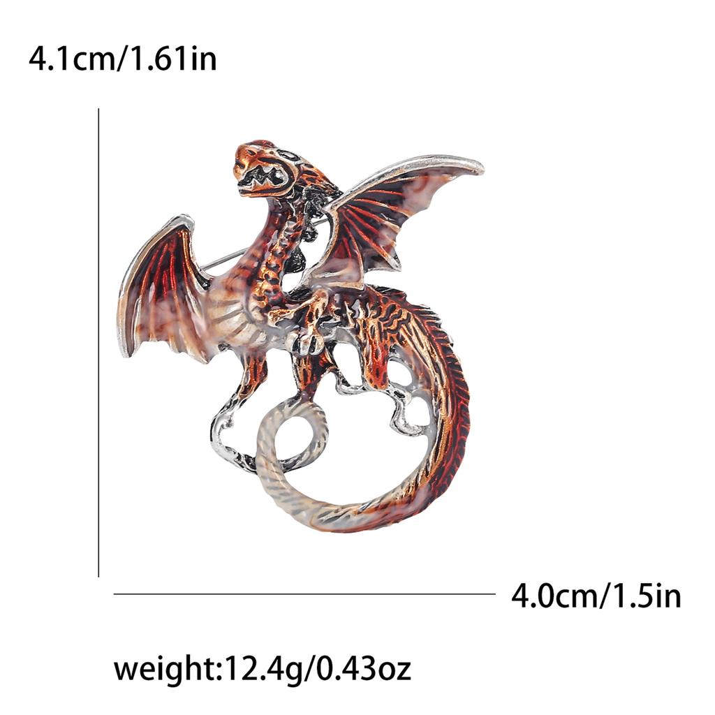Enamel Dragon Brooches for Women Unisex Rhinestone Necklace Flying Dragon Pins Banquet Party Backpack Gifts Jewelry Accessories